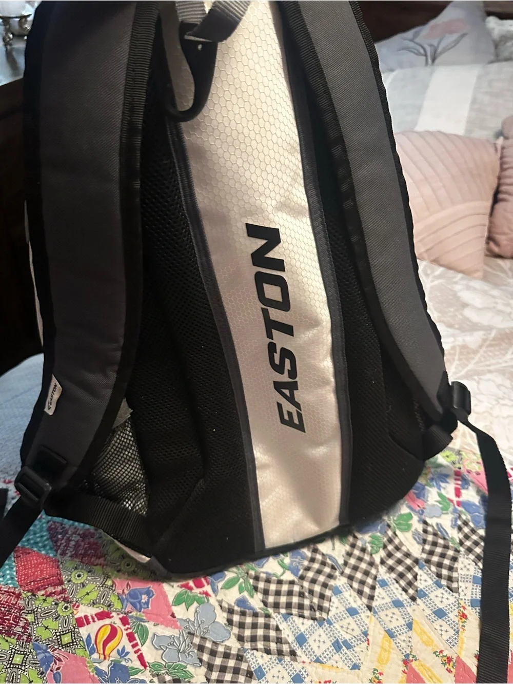 Easton White and Gray Sports Backpack